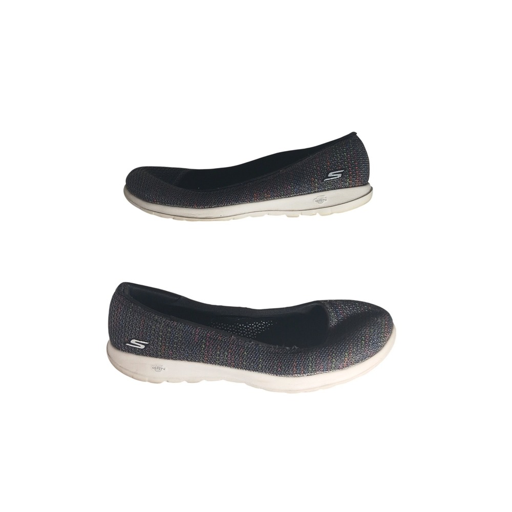 Skechers Go Walk Womens 9.5 Multi Color Knit‎ Slip On Ballet Flats Shoes